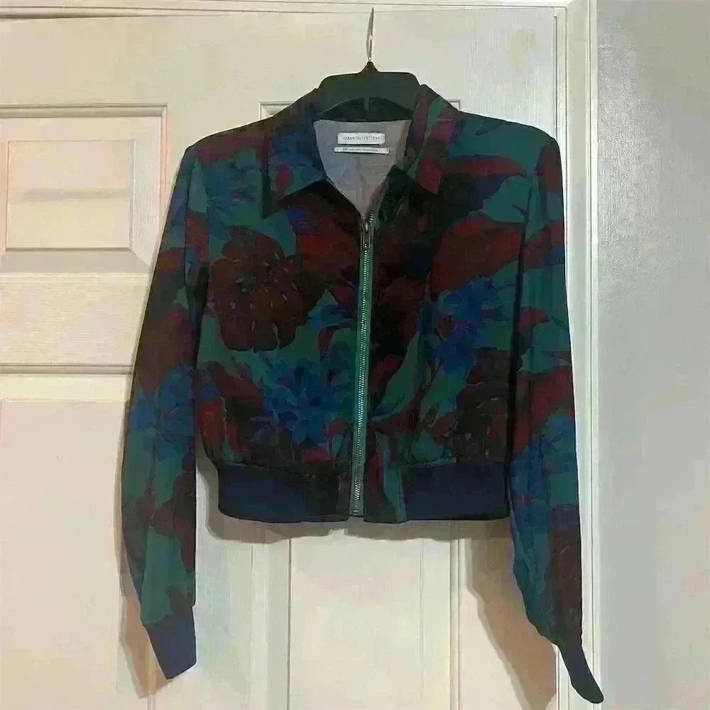 Urban Outfitters Women's Floral Cropped Windbreaker Jacket Size S
